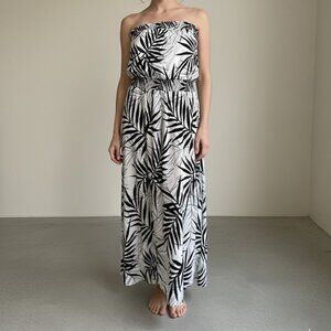 Mossimo Bamboo Leaf Print Strapless Dress White/Black XXL